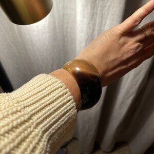 Horn cuff natural bracelet upcycled earthy materials‎ hippie statement jewelry